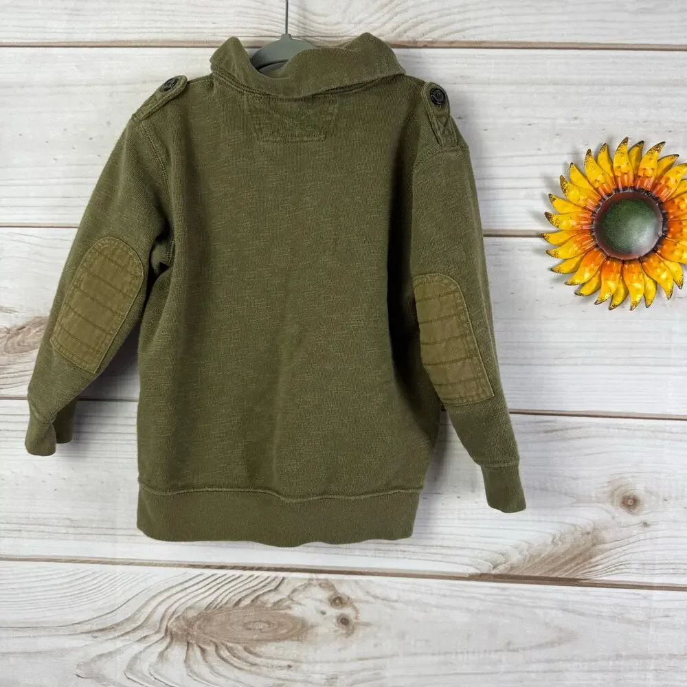 Kids Polo Ralph Lauren Olive Green‎ Military Style Button Up Sweatshirt 4T
